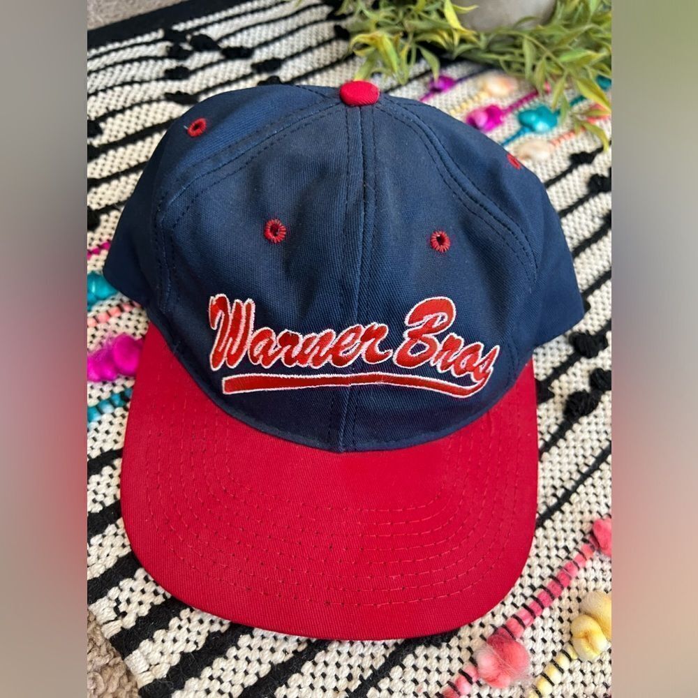 Vintage 90s Blue Red Warner Bros Snapback Hat Acme Clothing 1991 Made In USA